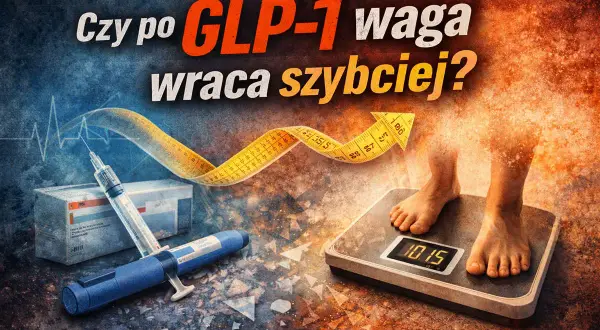 Zastrzyk GLP-1 i waga na wadze. Czy po terapii GLP-1 waga wraca szybciej? Miarka krawiecka pokazuje wzrost.