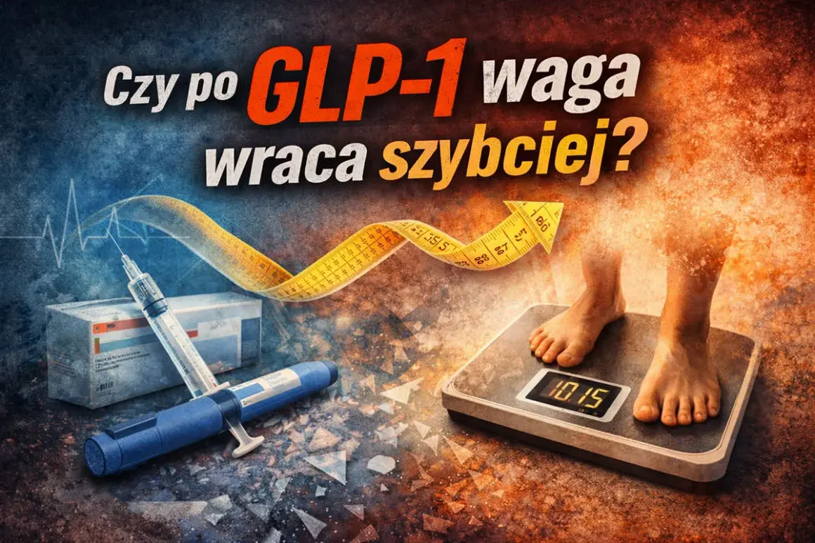 Zastrzyk GLP-1 i waga na wadze. Czy po terapii GLP-1 waga wraca szybciej? Miarka krawiecka pokazuje wzrost.